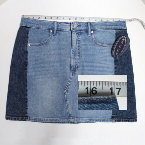 NWT Women's Scoop Medium Wash Size 14 Two Tone Denim Blue Jean Mini Skirt - Picture 4 of 8